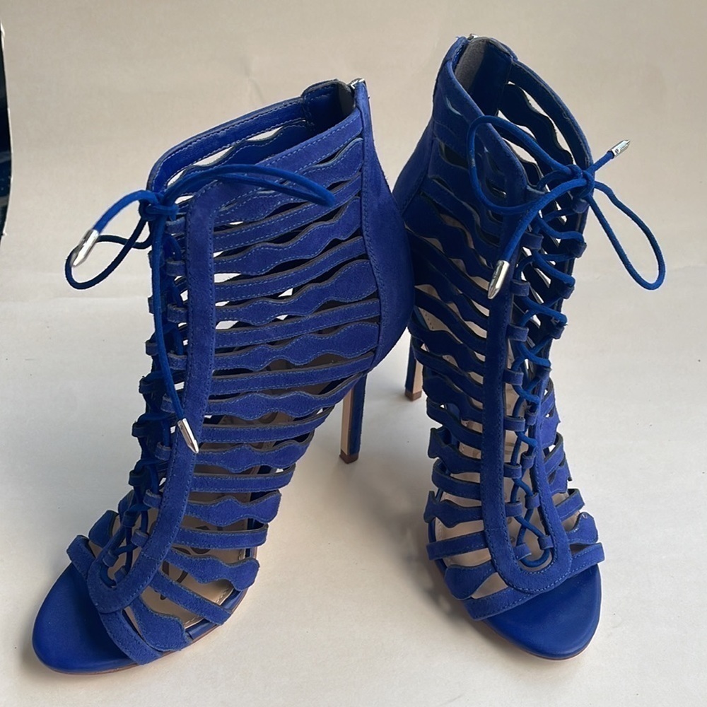 Sam Edelman Amelia Ghillie Cage Sandal,Blue Suede Color,Womens Size 7.5M - Picture 3 of 9